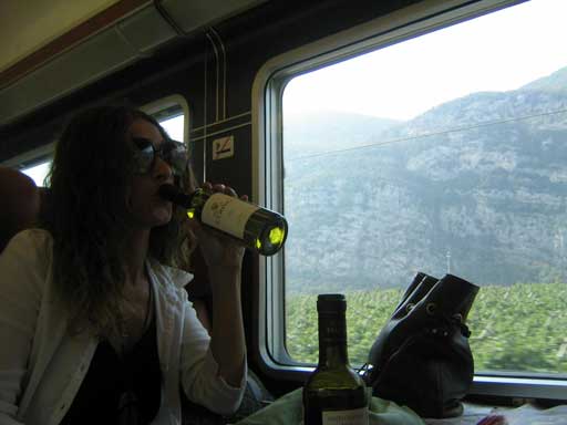 elina boozin' on the train